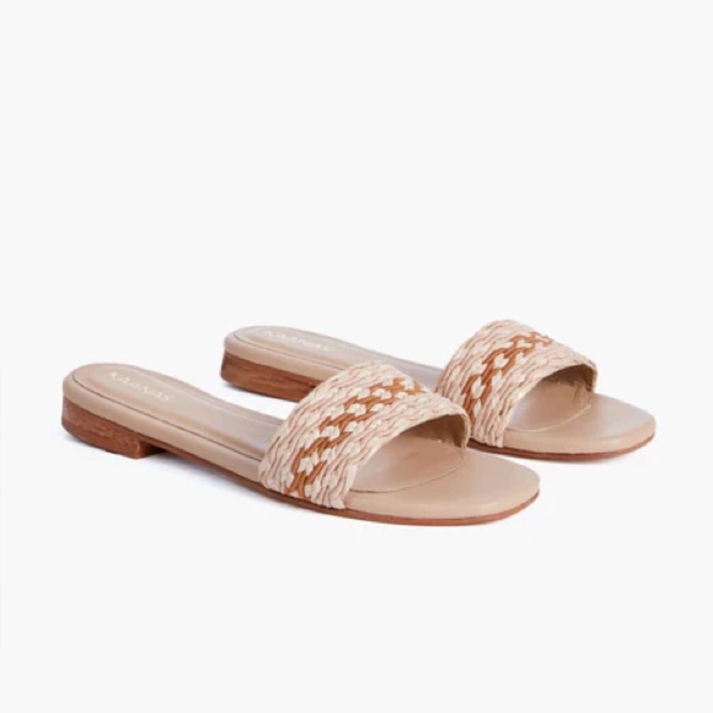 KAANAS Almond Taboga Multi Color Raffia Sandals, NWT